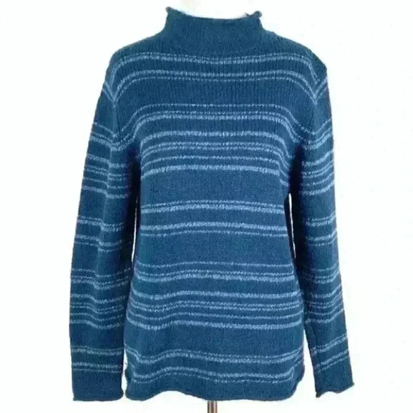 St johns bay sweater size M blue striped 15% wool - Picture 4 of 9